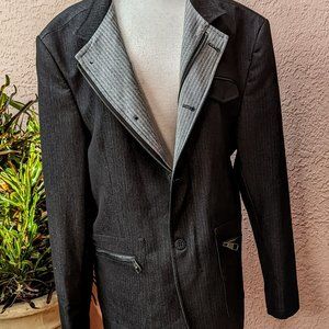 RNT23 Jeans dark gray men's blazer jacket  Sz 5XL/50